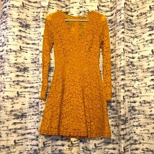 Small Mustard Charlotte Russe long sleeve cocktail dress